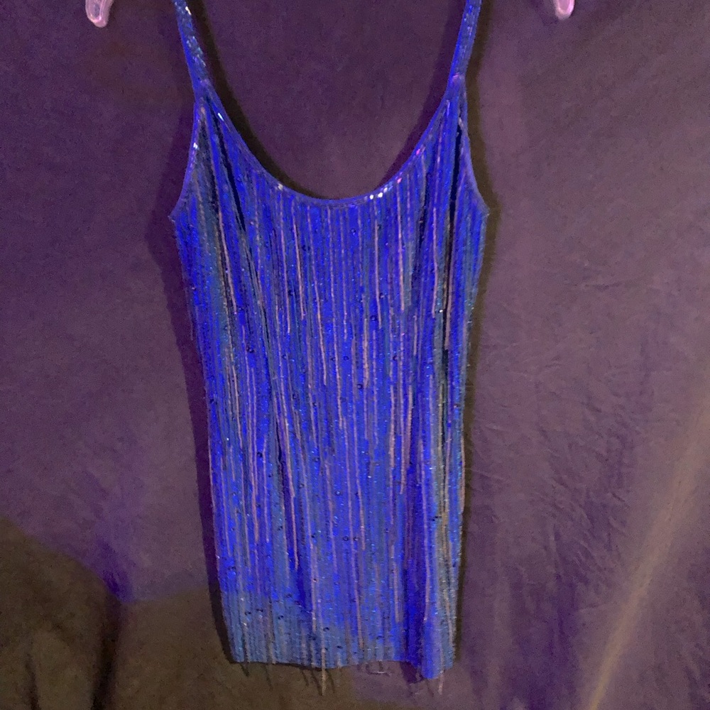 Blue Sequin Cocktail Dress
